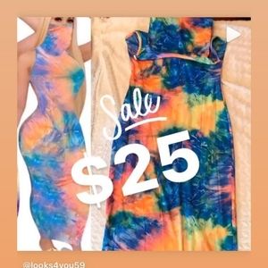 Long dress with neck mask